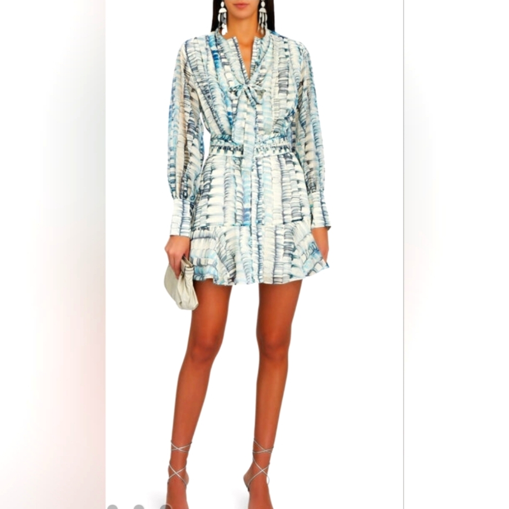 ALEXIS Zayd Belted Georgette Mini Dress